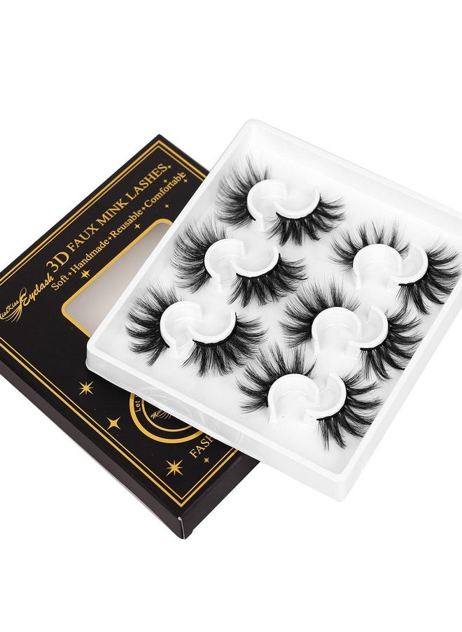 6 Pairs Lashes, Long Volume Wispy Lash, Soft Fluffy Faux Mink Eyelashes, Manga Russian C Curl Eye Lash, 3D False Lashes Strip 18 Mm