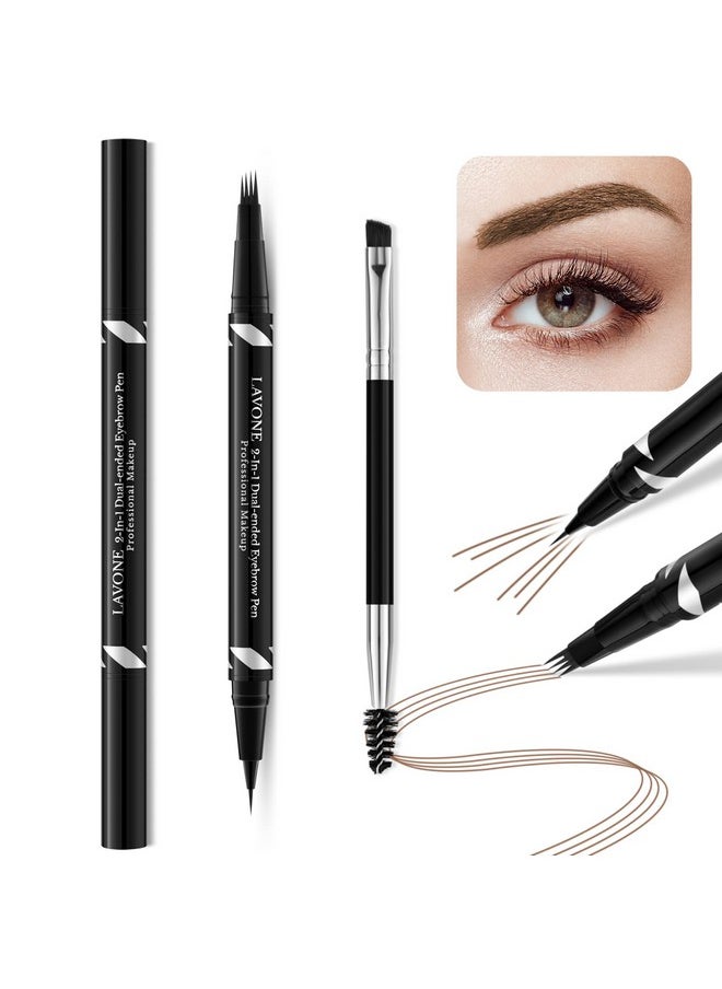 Eyebrow Pen,2-In-1 Dual-Ended Waterproof Eyebrow Pencil,With 4 Tip Microblading Eyebrow Pen And Ultra-Precise Brow Pencil,Dual-Ended Eyebrow Brush,Eyebrows Makeup For Natural Looking-Soft Brown