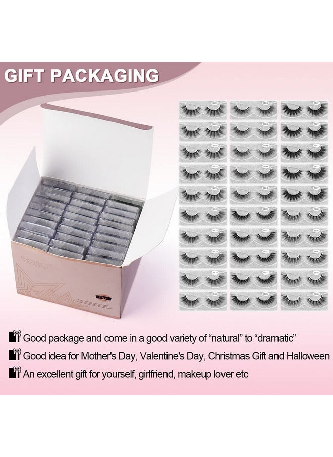 30 Pairs 6 Styles Faux Mink Eyelashes, 16Mm-20Mm Lashes Natural Look To Dramatic False Eyelashes, Handmade Reusable Fake Eyelashes With Portable Boxes