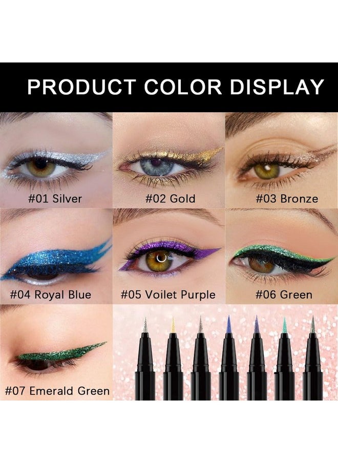 1Pcs Royal Blue Glitter Glittering Diamond Shimmer Liquid Eyeliner Eye Makeup Pencil Set, Sparkle Shimmer Colored Eyeliner Pen Waterproof Smudge Proof Long Lasting High Pigmented 04#