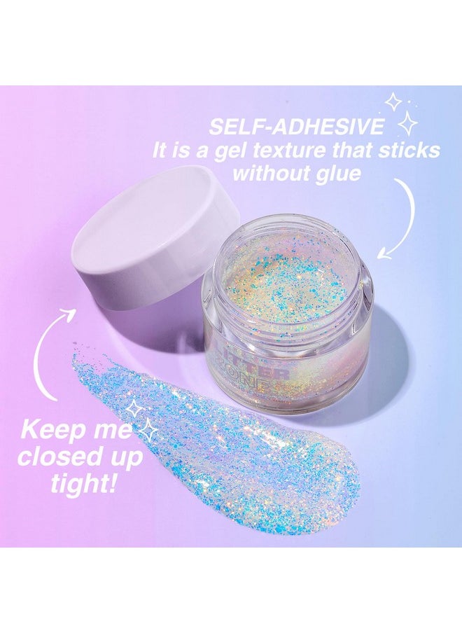 Holographic Body Glitter Gel - Cosmetic-Grade, Christmas Glitter Makeup For Face, Body, And Hair, Safe And Easy To Use, Perfect For Festivals Parties, Vegan & Cruelty Free (02 Stardust Pink)