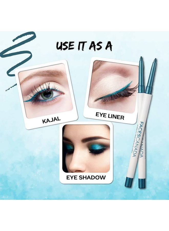 Faces Canada Ultime Pro Twist Eye Kajal Liner - Blue, 0.35G | High Impact Intense Color In 1 Stroke | 24Hr Long Stay | Matte Finish | Soft Texture | Waterproof & Smudgeproof | Made With Carnauba Wax