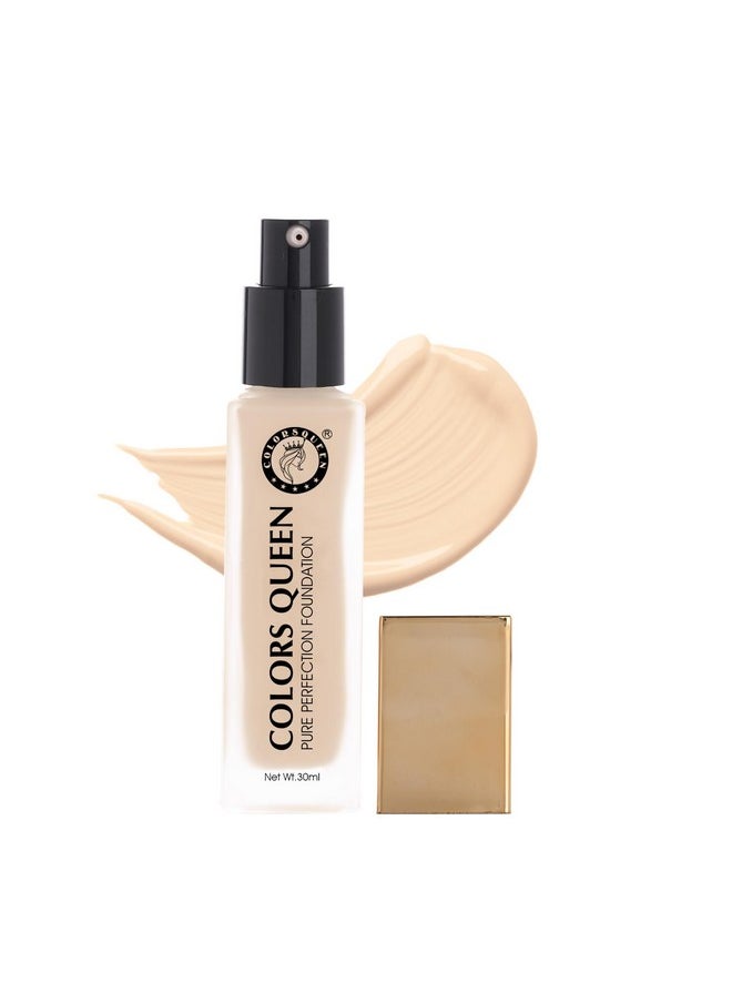 Pure Perfection Foundation - 01 White Ivory, 30Ml | Oil Free, Long Wearing, Lightweight Foundation | Easy To Blend, Matte Liquid Foundation For Face Makeup Infused With Jojoba Seed Oil
