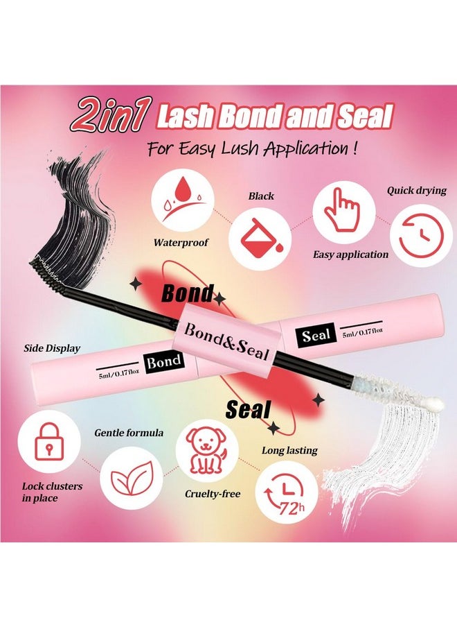 Diy Lash Extension Kit With 280 Pcs 9-16Mm 40D Lashes Clusters 200Ml/6.7Fl.Oz Lash Cleanser Eyelash Shampoo Mini Usb Portable Lash Fan Bond And Seal Remover Eyeliner Eyelid Cleaning Brush