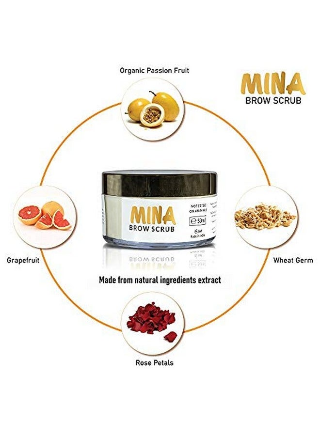 Mina Brow Scrub | For Long-Lasting Henna Or Tint | Natural Extracts Gently Exfoliate The Skin | Prepare The Area For Henna Or Tint 50Ml