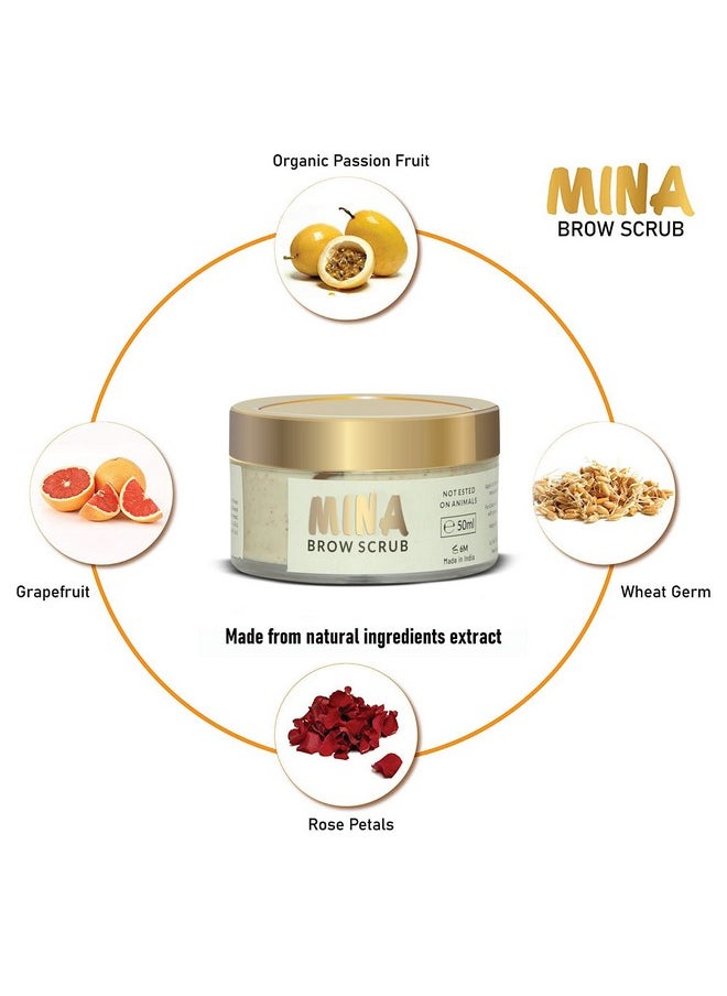 Mina Brow Scrub | For Long-Lasting Henna Or Tint | Natural Extracts Gently Exfoliate The Skin | Prepare The Area For Henna Or Tint 50Ml