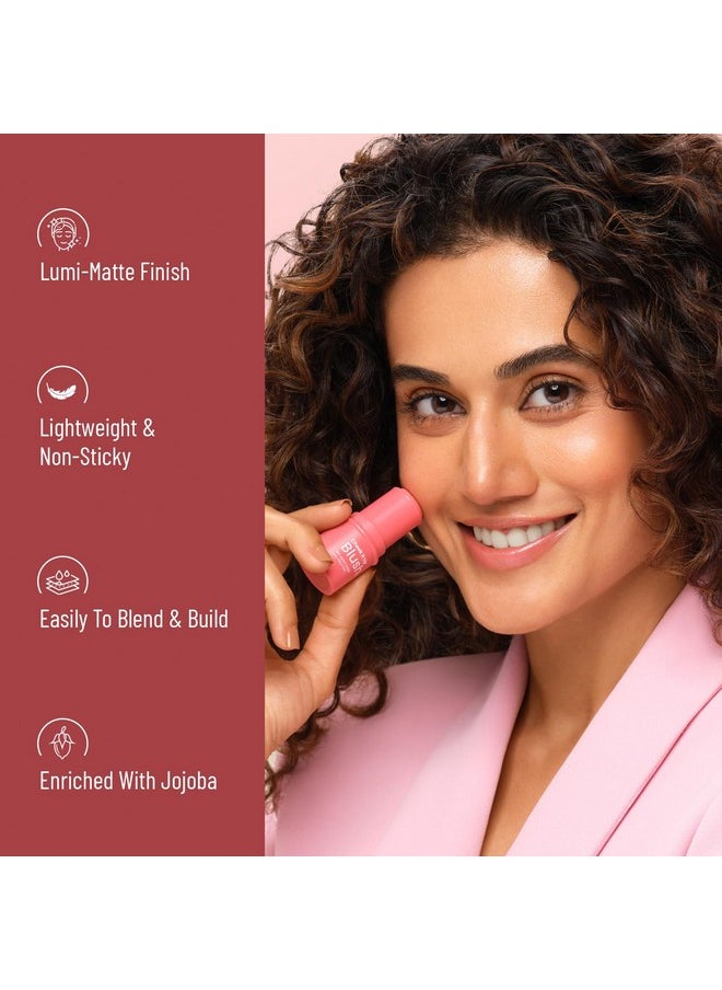 Cheek It Up Blush For Cheeks|Lumi-Matte Finish | Lightweight | Easily Blendable | With Jojoba Oil | Shade- Buffed With Rose, 8G