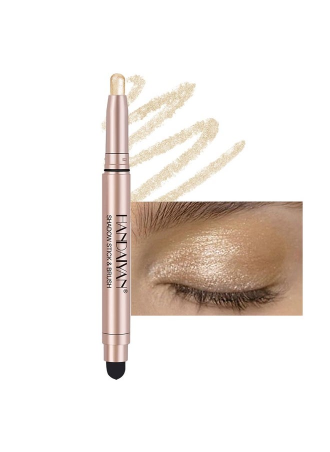 Eyeshadow Stick, Shimmer-Cream Eye Shadow Pencil, Eye Shadow Sticks Long-Lasting Waterproof, Glitter Eyeshadows Stick With Soft Brush For Eyeshadows Makeup(02Champagne-Gold)