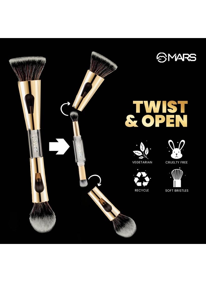 4 In 1 Travel Brush | With Ultra Soft Bristles | Face Powder Blending Brush | Dense And Fluffy Brush