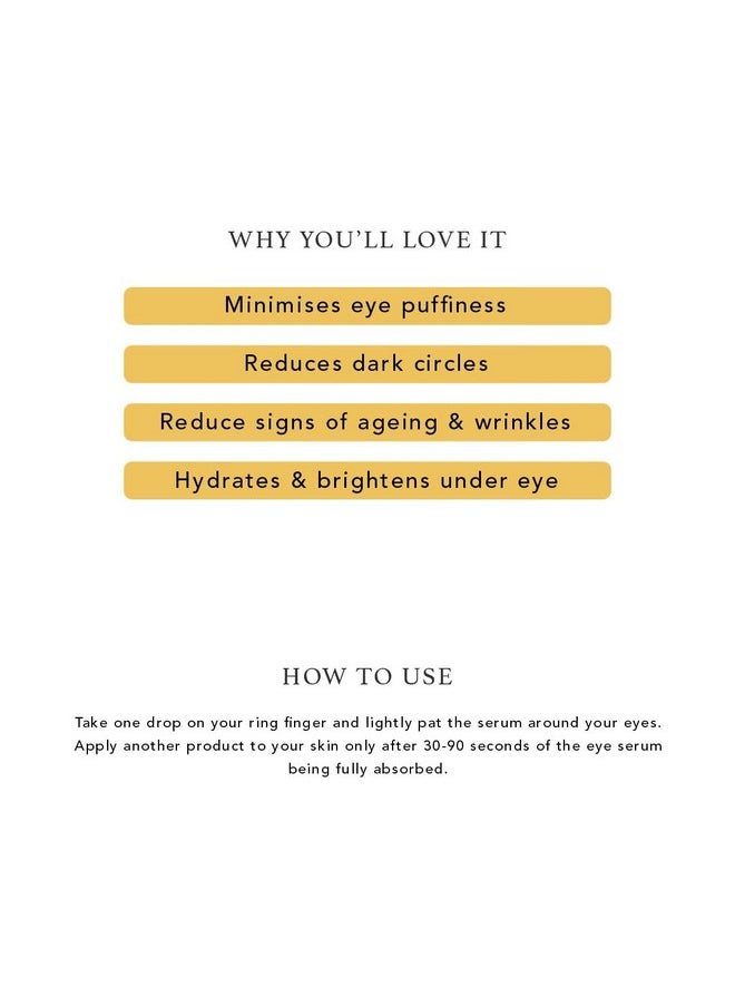 Illuminate Hydrating & Brightening Eye Serum | Lightweight, Non-Greasy | For All Skin Types | Helps To Reduce Puffiness, Dark Circles | Contains Hyaluronic Acid & Rosehip Oil, 6Ml