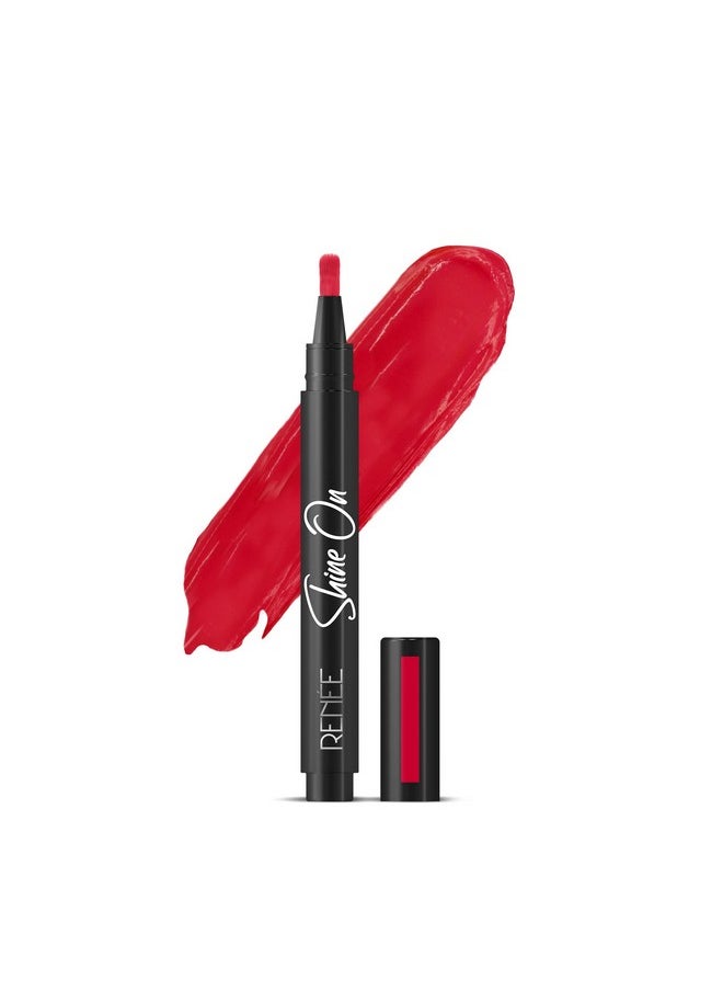 Shine On Lip Lacquer Scarlet Spark 1.8Ml - Long Lasting, Lightweight, Non Drying & Non Sticky, High Gloss, Intense Color & Glassy Shine