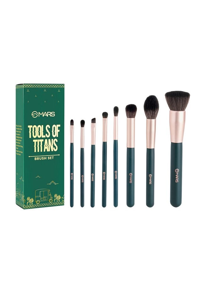 Tools Of Titan Brush Set Of 8 | Face Makeup Brush Set With Ultra Soft Bristles (Pack Of 8)