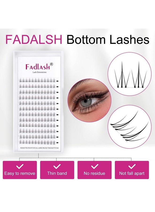 Lash Clusters Bottom Lashes Diy Lash Extensions 144Pcs Individual Lashes Black Cluster Lashes Faux Mink Cluster Eyelash Extensions Manga Soft Lightweight Eyelash Extension Kit (Bottom-Jx10)