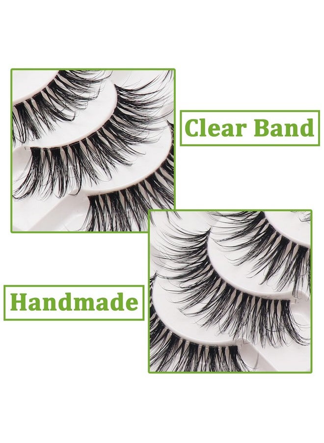 Eyelashes Wispy Lashes Natural Look 8 Pairs Clear Band False Eyelashes Handmade Reusable Fake Eye Lashes Pack (G1)