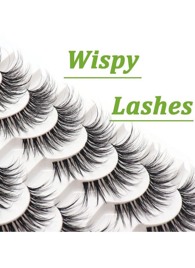 Eyelashes Wispy Lashes Natural Look 8 Pairs Clear Band False Eyelashes Handmade Reusable Fake Eye Lashes Pack (G1)