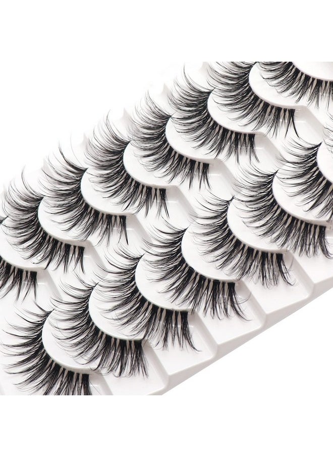 Eyelashes Wispy Lashes Natural Look 8 Pairs Clear Band False Eyelashes Handmade Reusable Fake Eye Lashes Pack (G1)