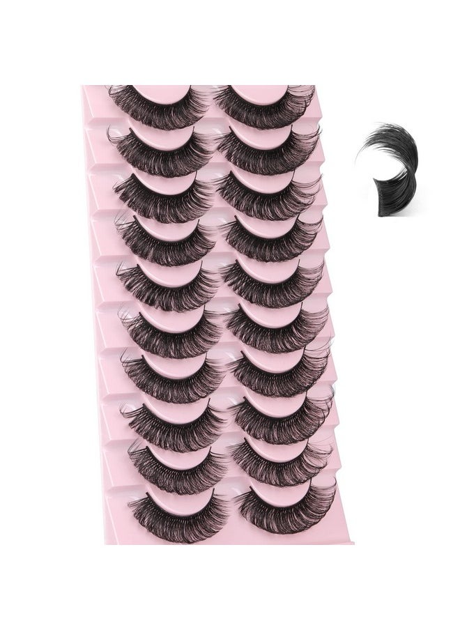 Russian Strip Lashes 18Mm Long Thick False Eyelashes Dramatic D Curl Fake Eye Lashes Pack 10 Pairs Full Fluffy Crossed Faux Mink Eyelashes Reusable Soft Look Like Lashes Extension 10 Pairs