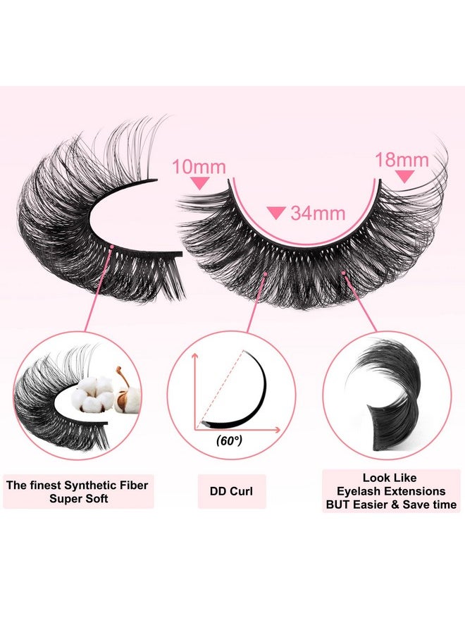 Russian Strip Lashes 18Mm Long Thick False Eyelashes Dramatic D Curl Fake Eye Lashes Pack 10 Pairs Full Fluffy Crossed Faux Mink Eyelashes Reusable Soft Look Like Lashes Extension 10 Pairs