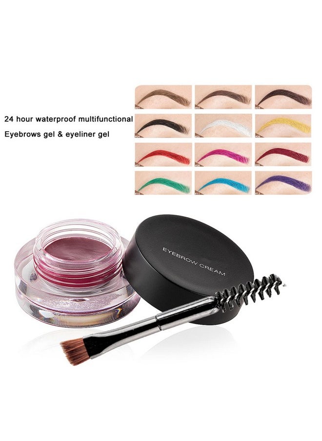 12 Color Eyebrow Cream Colorful Smooth Eyebrow Pomade Gel Long Lasting Waterproof Eyeliner Gel Eye Brow Makeup Cosmetics With Eyebrow Brush (05 White Out)