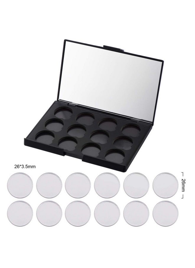 Empty Magnetic Eyeshadow Makeup Palette With Mirror And 12Pcs 26Mm Round Metal Pans