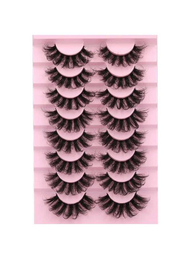 Shes Fluffy Wispy False Eyelashes 8 Pairs D Curl Faux Mink Lashes That Look Like Extensions Dramatic Long Volume Lashes Pack By Eefofnn