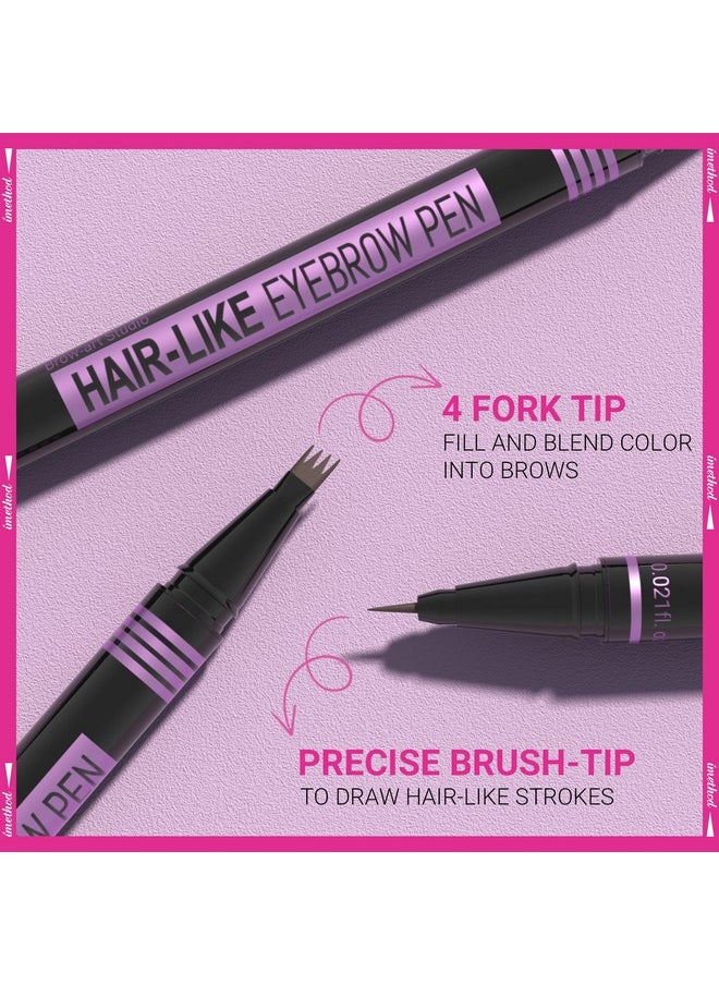 Eyebrow Pen - Eyebrow Pencil Magic 2-In-1 Eye Brow Pencils For Women With 4-Fork-Tip And Precise Brush-Tip Create Natural Hair-Like Brows, Last All Day, Microblading Eyebrow Pen, Dark Brown