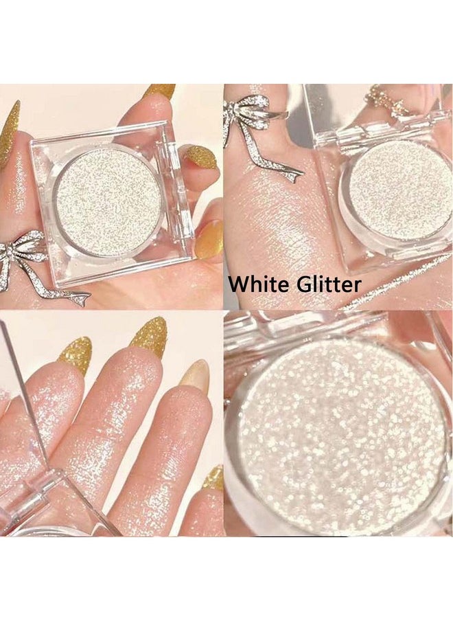 White Brown Glitter Eyeshadow, Nude Matte Liquid Eyeshadow Primer Base, Smooth Cream Shimmer Waterproof Eye Shadow Pencil Palette,Quick Lrying And Long Lasting (White Glitter 9#)