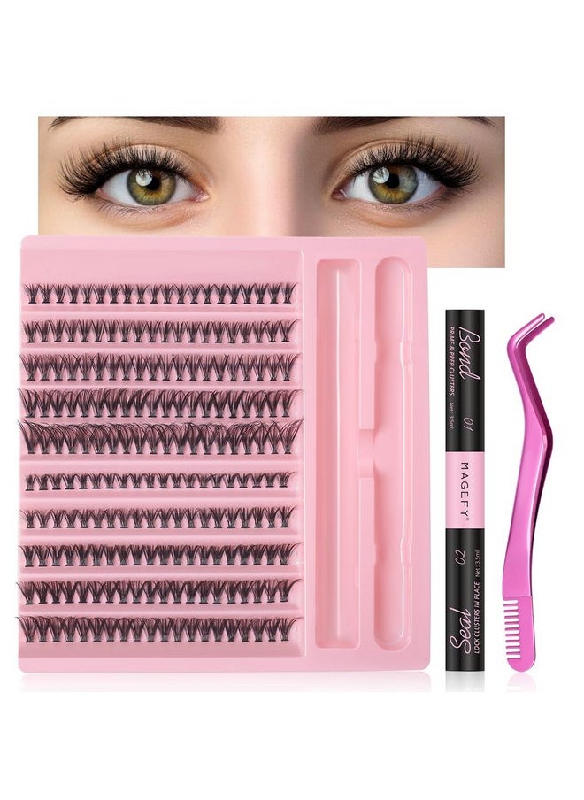 Diy Lash Extension Kit 200Pcs Individual Lashes Cluster 30D+40D 8-16Mm Mix Lash Clusters D Curl Eyelash Extension Kit Eyelashes Clusters With Lash Bond And Seal And Lash Applicator Tool