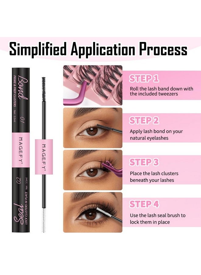 Diy Lash Extension Kit 200Pcs Individual Lashes Cluster 30D+40D 8-16Mm Mix Lash Clusters D Curl Eyelash Extension Kit Eyelashes Clusters With Lash Bond And Seal And Lash Applicator Tool