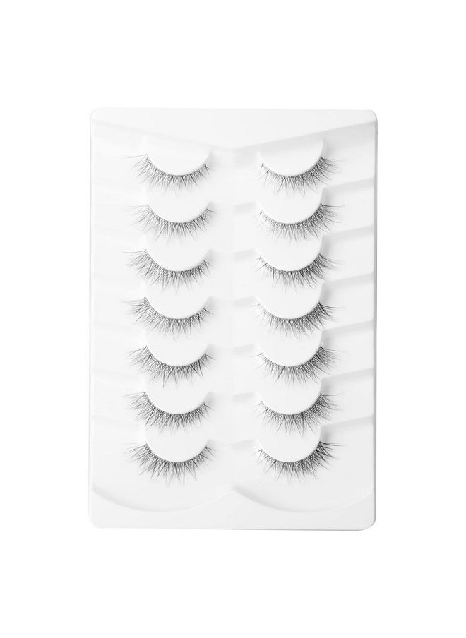 Lashes Natural Short False Eyelashes Wispy Lashes Pack Light Volume Clear Band Soft Fake Eye Lashes 7 Pairs Multipack