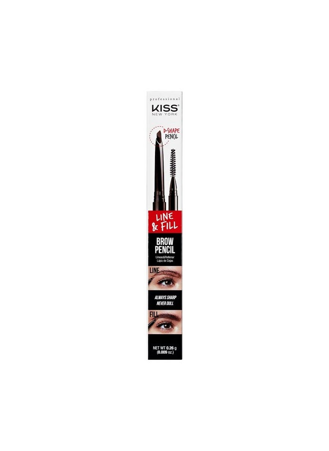 Professional Eyebrow Pencil, D-Shape Design For Line & Fill, Dual-Sided Retractable Brow Definer With Spoolie, Silky Smooth Texture, Cruelty-Free (Deep Dark Brown)