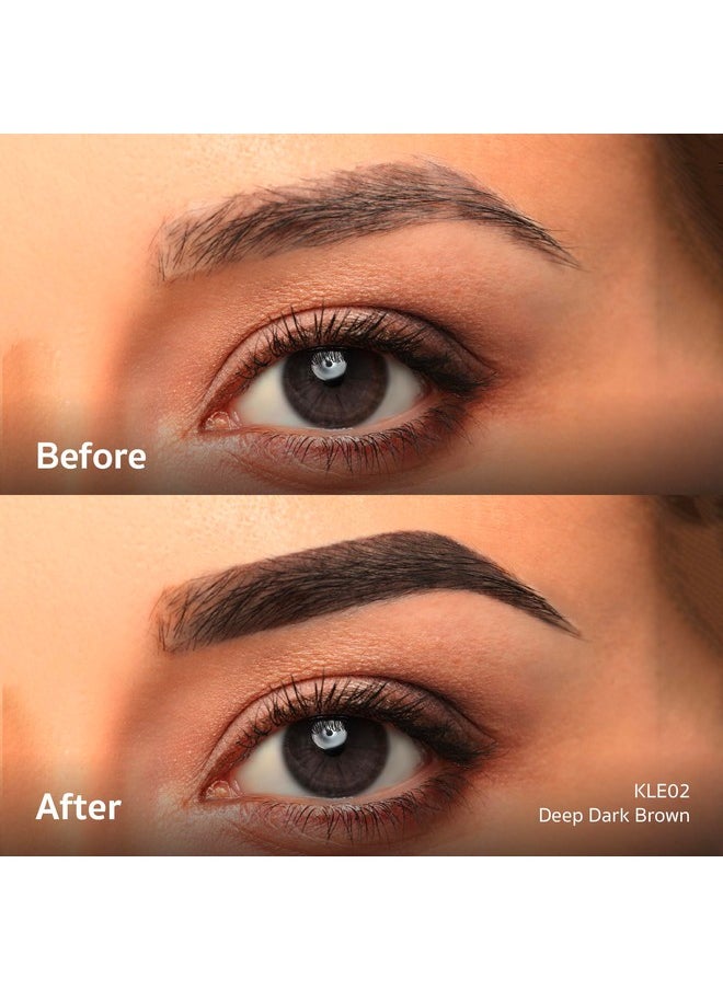 Professional Eyebrow Pencil, D-Shape Design For Line & Fill, Dual-Sided Retractable Brow Definer With Spoolie, Silky Smooth Texture, Cruelty-Free (Deep Dark Brown)