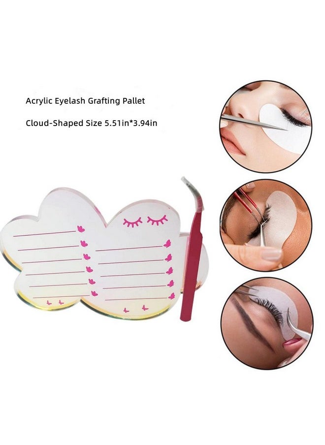 Dazzling Eyelash Grafting Pallet, Acrylic Lash Tile Holder, Makeup Palette Eyelash Extensions Storage Gasket Pads With Suction For Tweezers (Cloud-Shaped A)