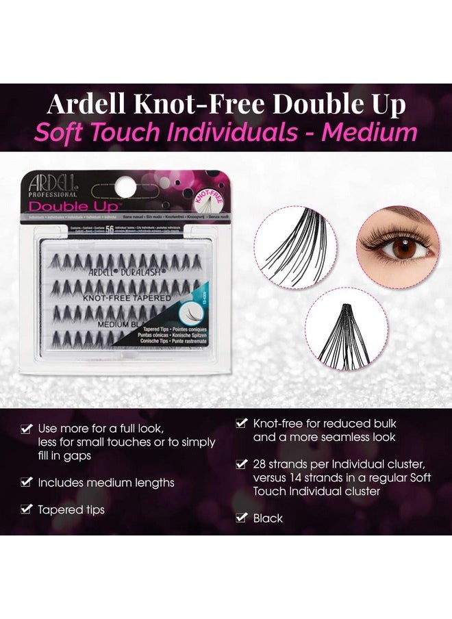 False Eyelashes Double Up Soft Touch Knot-Free Medium Black 4 Pack