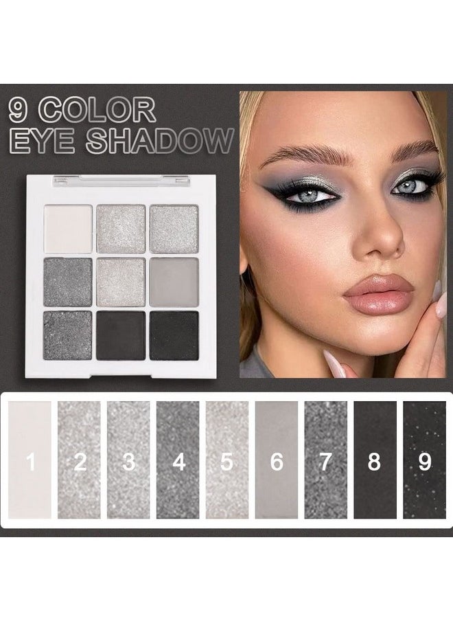 9 Colors Black Smokey Grey Gray Silver Glitter Shimmer Eye Shadow Makeup Palette Highly Pigmented Black Glitter Eyeshadow Makeup Palette Sombra Negra Para Ojos Para Ojos Brillantes