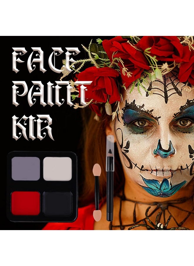 Face Painting Kit, Black White Red Gray Face Paint, Face Paint Crayons, Face Body Painting Kit For Halloween Clown Makeup, Cosplay, Costume, Sfx Special Effect