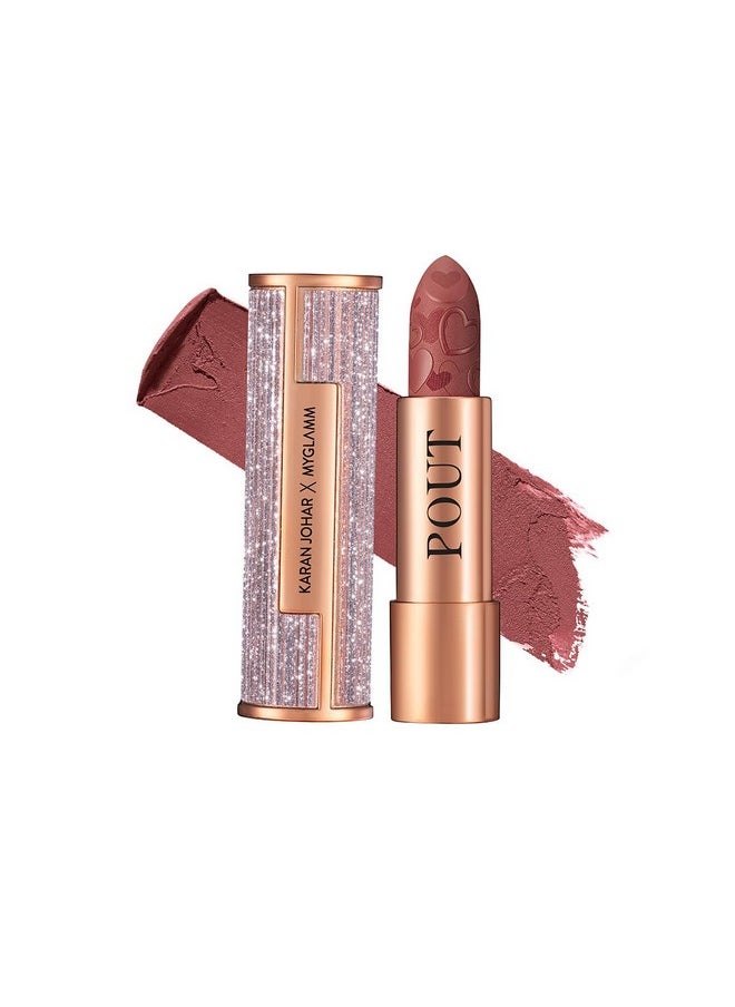 Pout By Karan Johar Intense Matte Plumping Lipstick - Candid Pout (Coffee Brown Shade) | Highly Pigmented, Long Lasting, Lightweight, Creamy Matte Lipstick For Lip Makeup (4G)