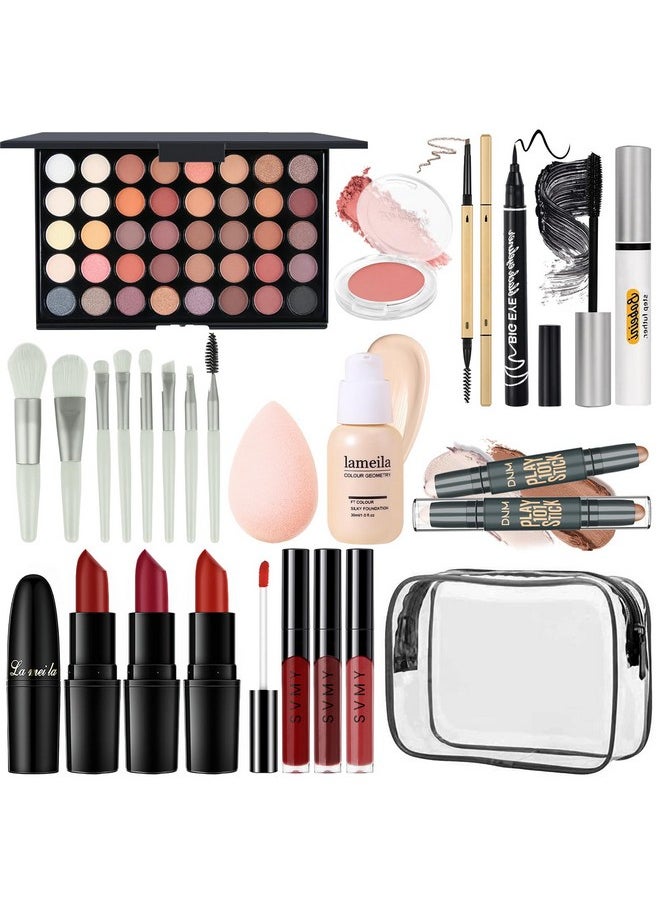 Makeup Kit For Girls Teens, Travel Makeup Kit, Facial Makeup Full Kit, Makeup Present Set For Beginners & Professionals, Cosmetic Bag Include Pigmented Blendable Eyeshadow Palette, Concealer