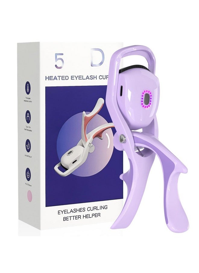 Heated Eyelash Curlers Grande Lash Lift Heated Lash Curle, 3 Heating Modes With Sensing Heating Silicone Pad, Quick Natural Curling Eye Lashes For Long Lasting, Electric Eyelash Curler (Purple)