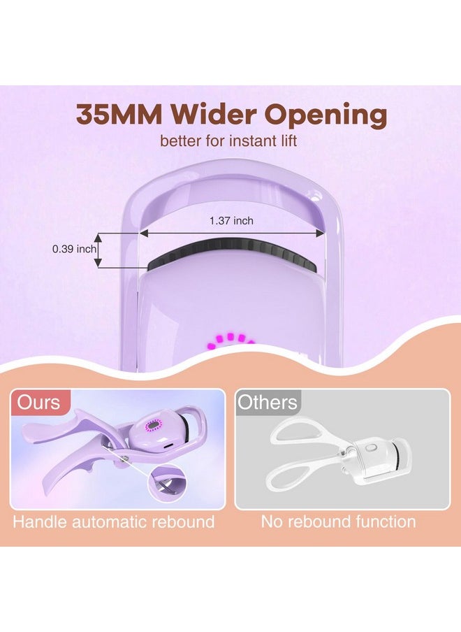 Heated Eyelash Curlers Grande Lash Lift Heated Lash Curle, 3 Heating Modes With Sensing Heating Silicone Pad, Quick Natural Curling Eye Lashes For Long Lasting, Electric Eyelash Curler (Purple)