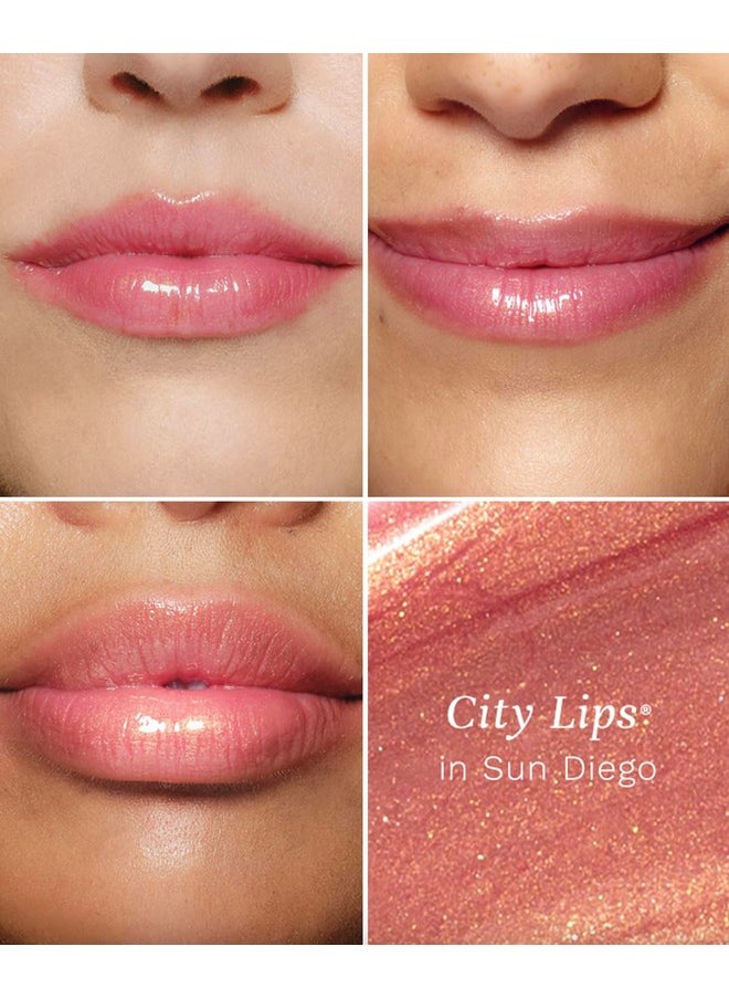 City Lips Plumping Lip Gloss Sun Diego - High-Shine Gloss For Fuller, Younger-Looking Lips | Hydrating & Smoothing Lip Treatment Hyaluronic Acid