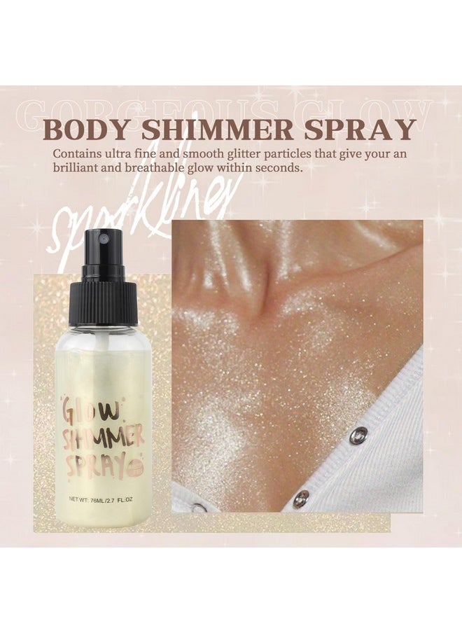 Body Glitter Spray, Body Shimmer Spray Quick Drying Body Glow Shimmer Long-Lasting Shiny Glitter Spray For Black Women Men For Party, Concert 2.6 Fl Oz. (Light Green)