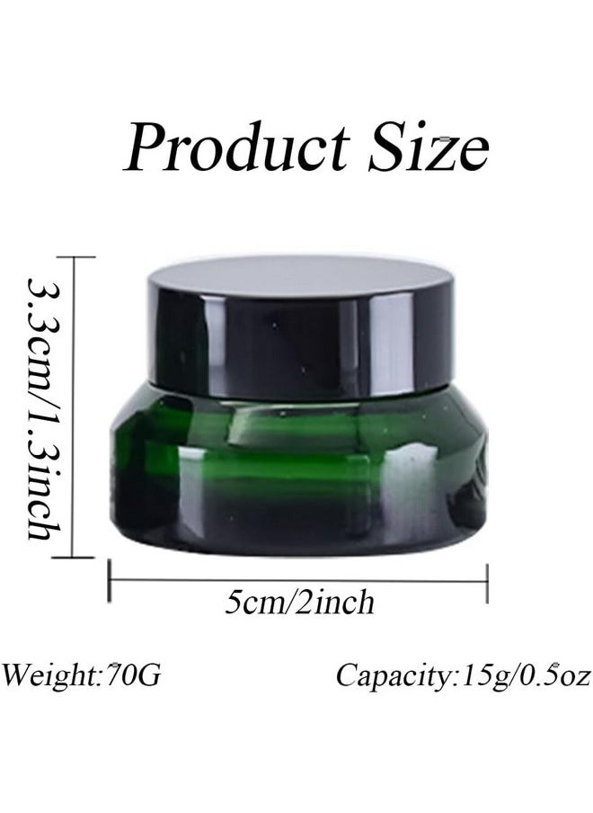 2Pcs 15Ml 0.5 Oz Empty Refillable Matt Green Frosted Glass Cosmetic Jar Containers With Inner Liner Luxury Cosmetic Sample Pot Bb Cc Cream Diy Beauty Tools Accessories Portable Make Up Travel Bottles