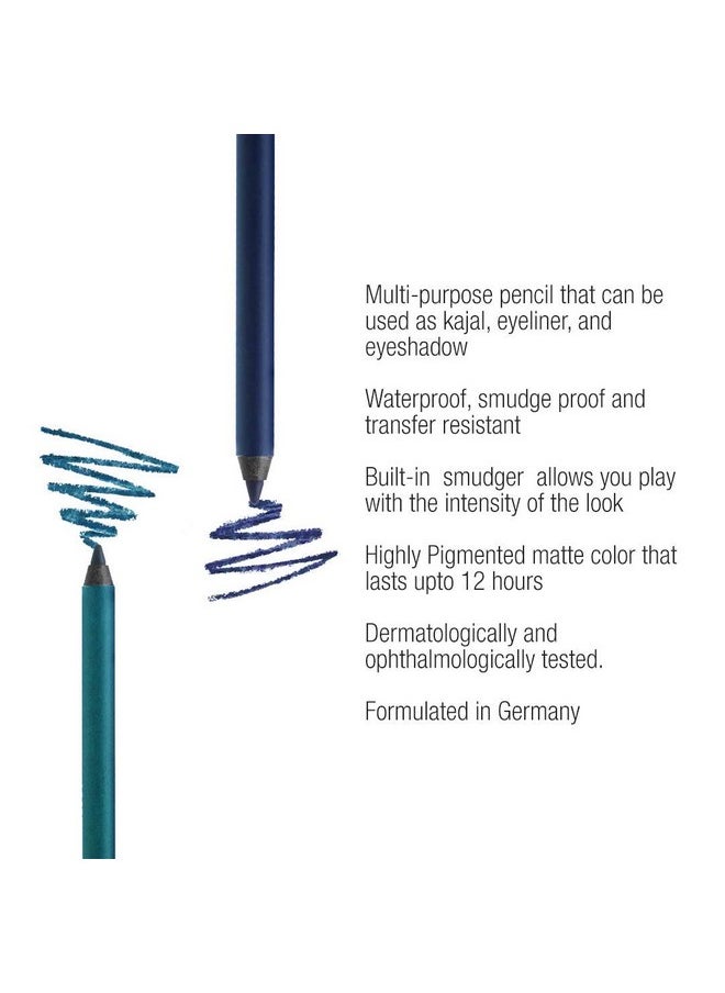 Just Smoky Kajal, Just Teal, 1.2G | Waterproof And Non-Transfer | Lasts Upto 12 Hours | Paraben Free