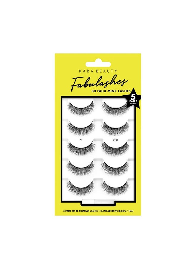 Fabulashes 5 Identical Pairs Multi-Pack 3D Faux Mink False Eyelashes - Style Ka5200