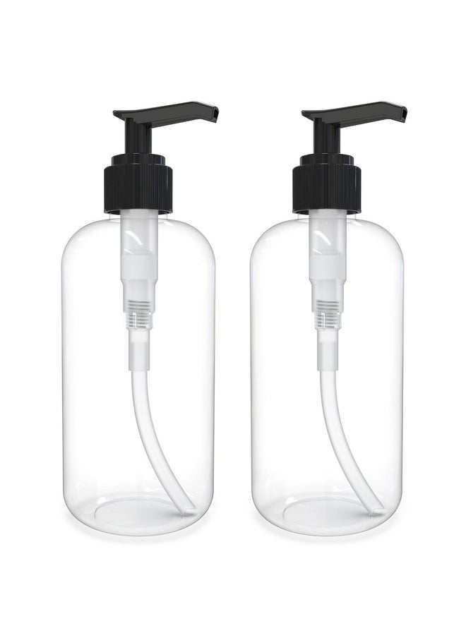 Empty Lotion Pump Bottles 8 Oz, Refillable Plastic Containers, Bpa-Free Pete1, Clear, Great For - Soap, Shampoo, Lotions, Liquid Body Soap, Creams And Massage Oil'S (Pack Of 2, Black)