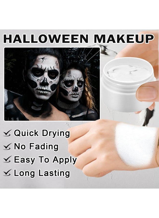 Black And White Face Painting Kit Professional Halloween Face Paint,Oil Based Face Paint Halloween Makeup Kit With 3Pcs Facepaint Brushes,Body Paint For Cosplay,Costume And Theater