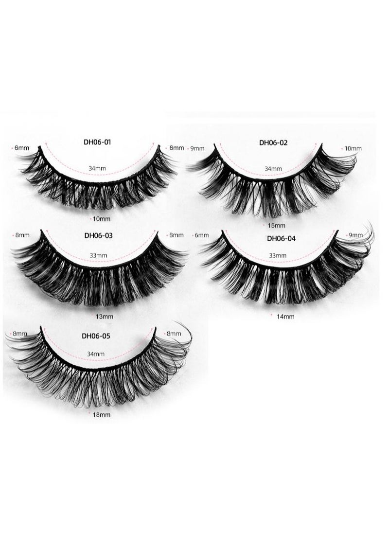 mixed Five-kinds European style high volume DD curvature nutrual false eyelashes for party and daily makeup