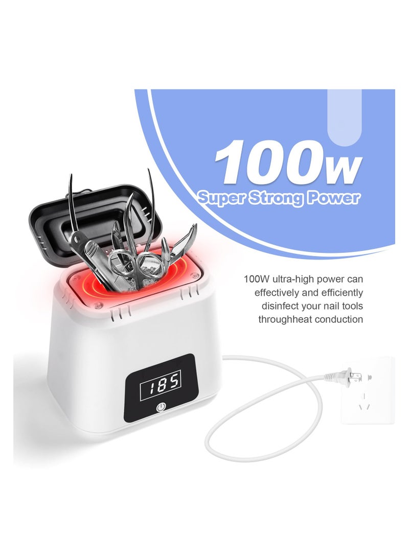 Nail Sterilizer Tool Electric, High-Temperature Nail Sterilizer, Portable 365℉ White Sterilizer Tool, Autoclave Sterilizers with Glass Beads, to Sterilize Any Metal Tools More Efficient and Safe