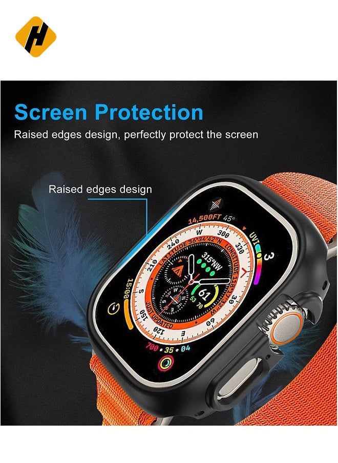 for Apple Watch Ultra 49mm Bumper Case [NO Screen Protector], 2 Pack All-Around Edge Shockproof Protective Hard PC Slim Bumper Cover Case for Apple Watch Ultra 49mm - Black & Clear